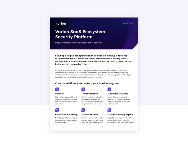 Vorlon SaaS Ecosystem Security Platform