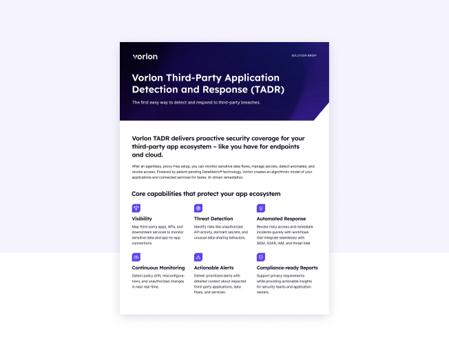 Vorlon Third-Party Application Detection and Response (TADR)