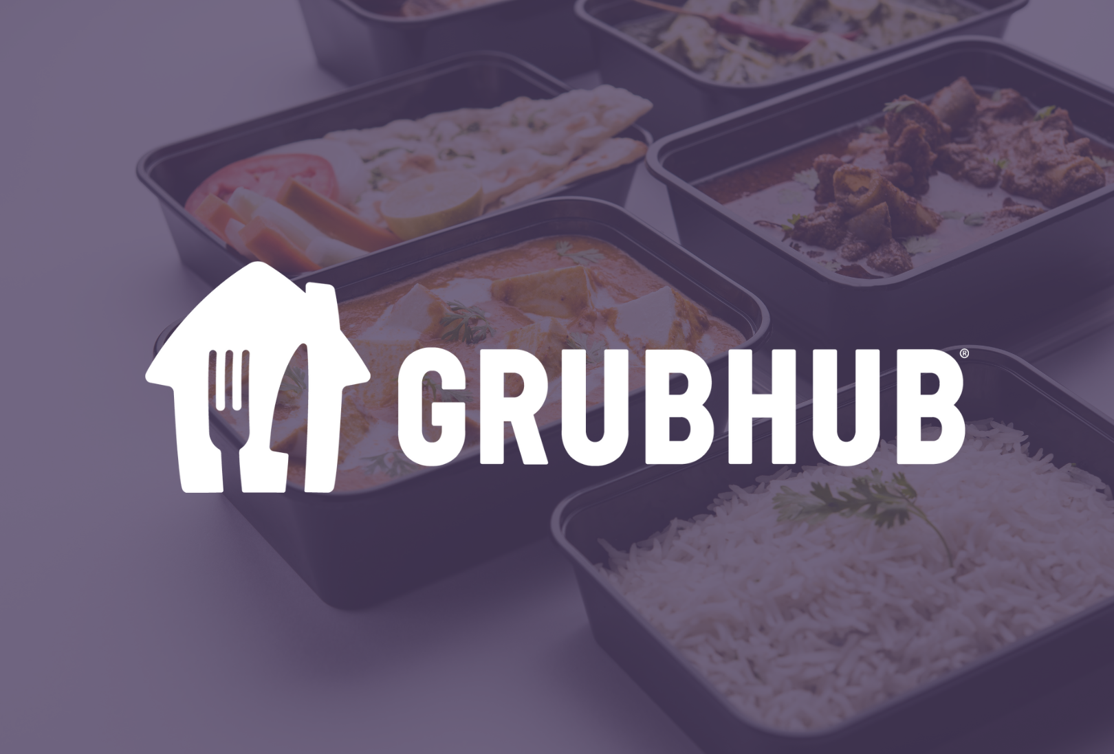 Grubhub data breach impacting personal information. Grubhub logo displayed over a meal.