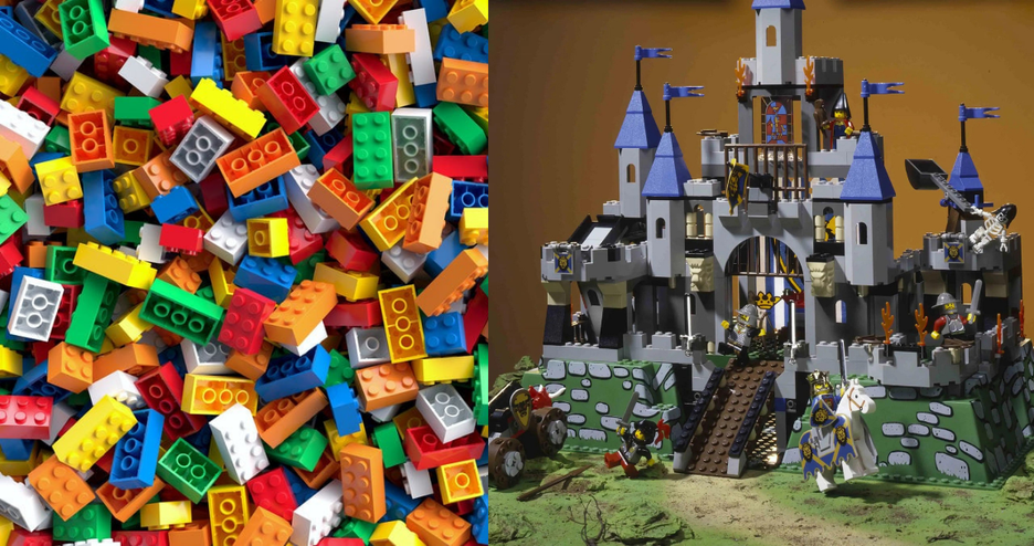 Legos and a built lego castle